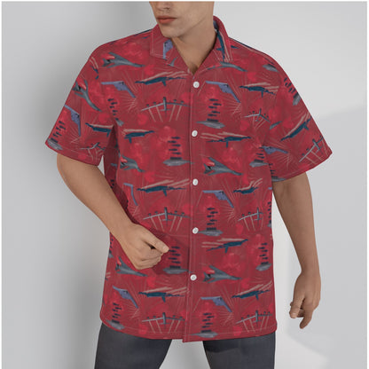 "USAF Bombers" Tribute Hawaiian Shirt, Red in Cotton!