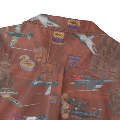"Tuskegee Airmen" Hawaiian Tribute Shirt Red 100%  Cotton