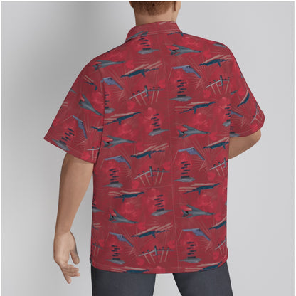 "USAF Bombers" Tribute Hawaiian Shirt, Red in Cotton!