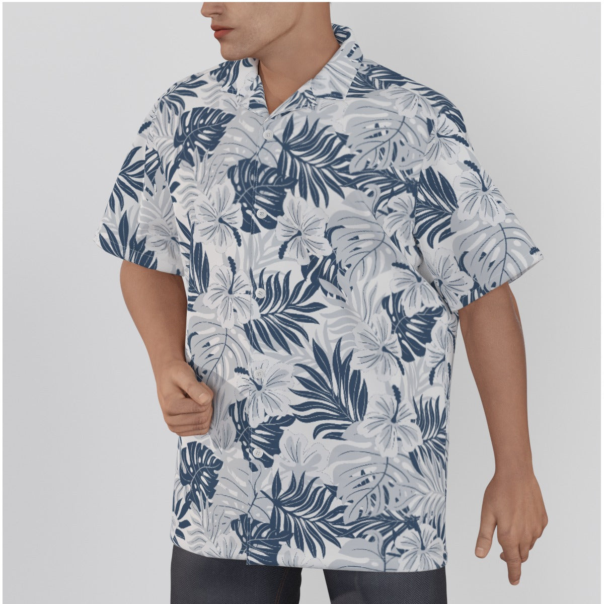 "Noir Tides" Hawaiian Shirt - Cotton