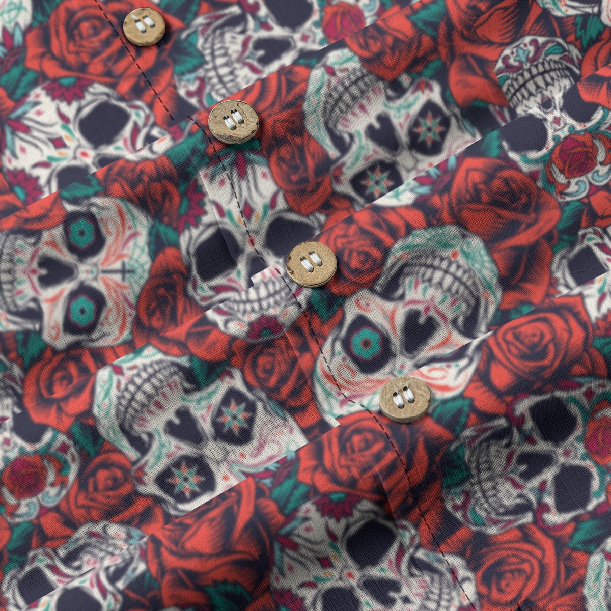 "Dia De Muertos in Roses" Cotton Celebration Shirt