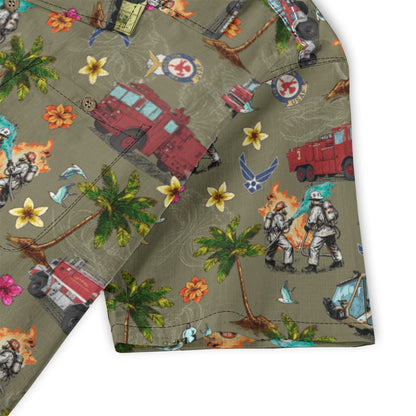Air Force Firefighters Fundraiser Hawaiian Shirt by Island Vibes For Life - OD Green