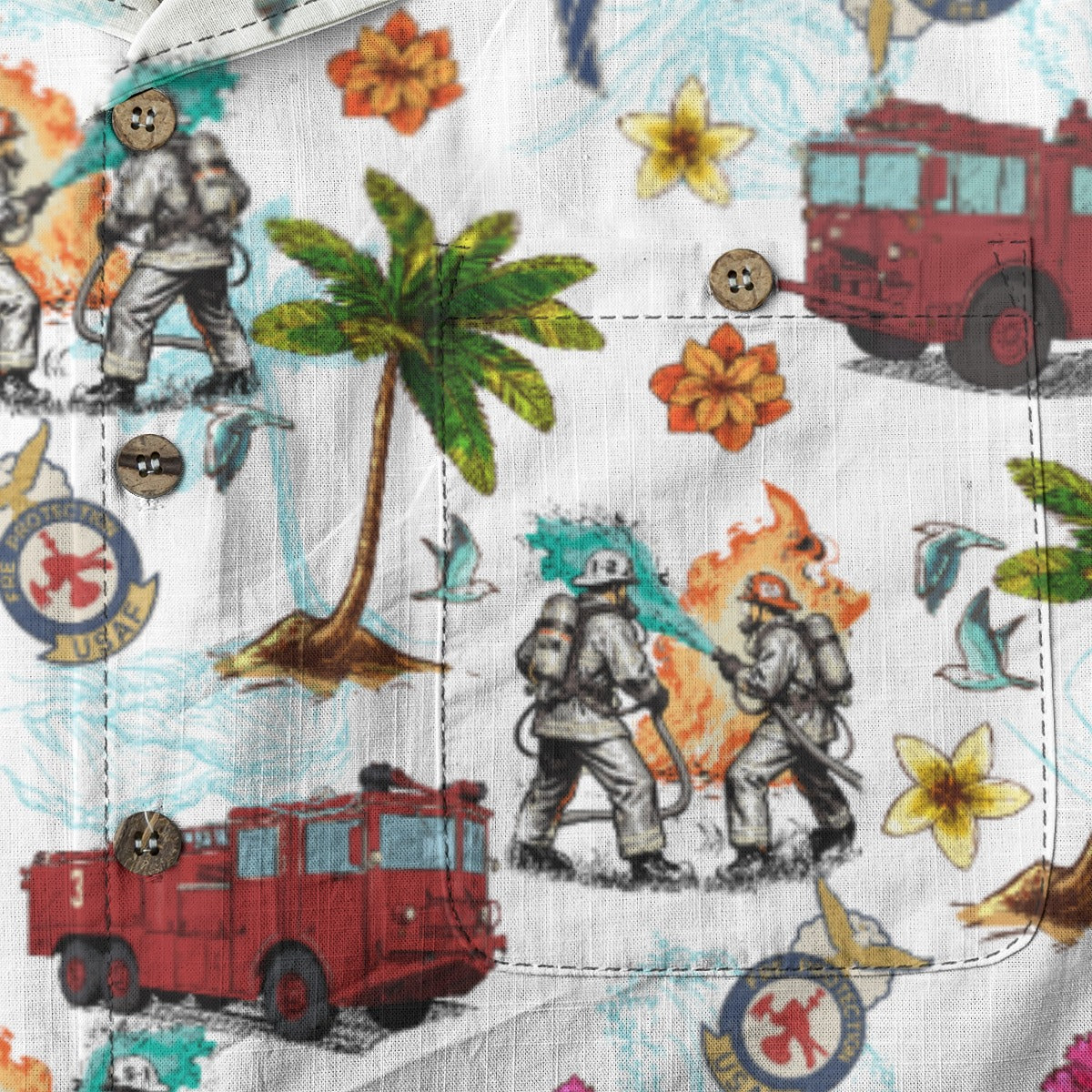 Air Force Firefighters Fundraiser Hawaiian Shirt by Island Vibes For Life - White