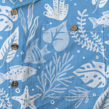 "Marine Marvels" Hawaiian Shirt - 100% Cotton