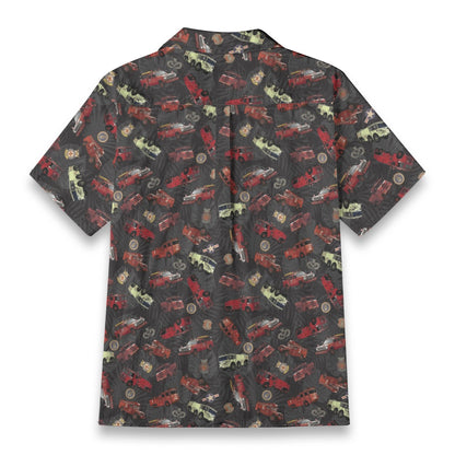 Hawaiian Shirt - "Vietnam Era Crash Trucks" - Black 100% Cotton
