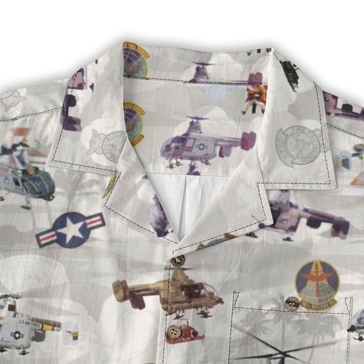 HH-43 "Huskie" Hawaiian Shirt – Cotton Edition | PEDRO-Inspired Vintage Aviation Vibes - Gray