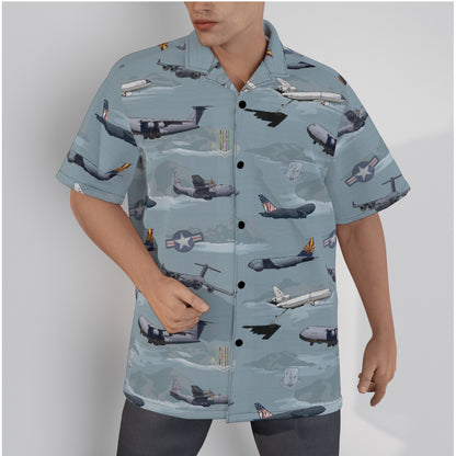 "Air Mobility Command " Tribute Hawaiian Shirt, Blue in Cotton!