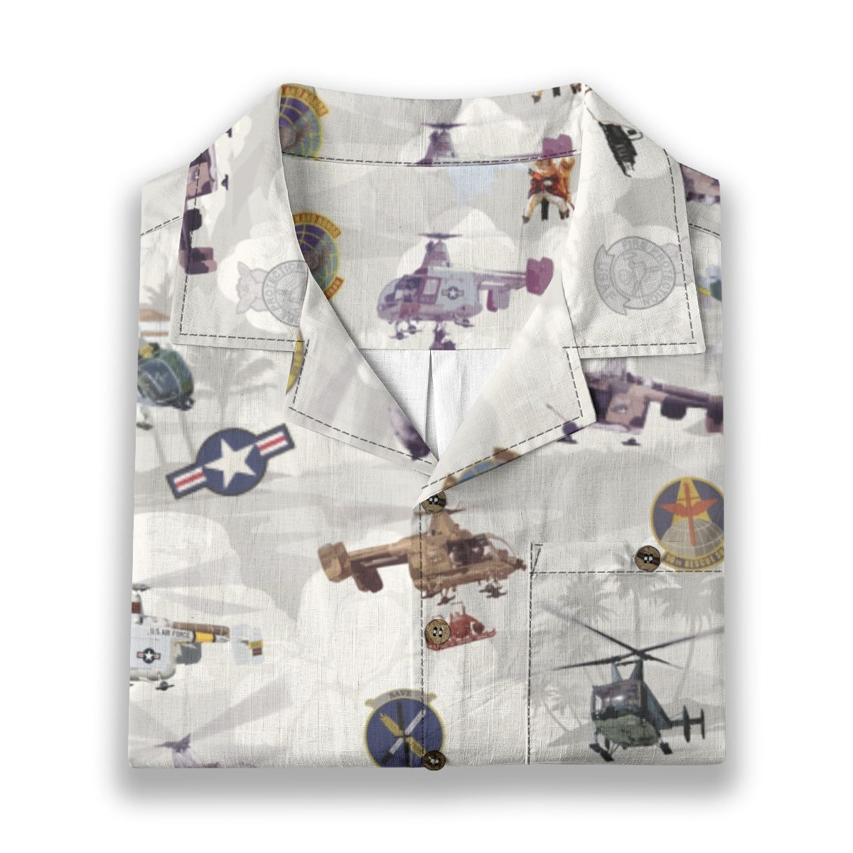 HH-43 "Huskie" Hawaiian Shirt – Cotton Edition | PEDRO-Inspired Vintage Aviation Vibes - Gray