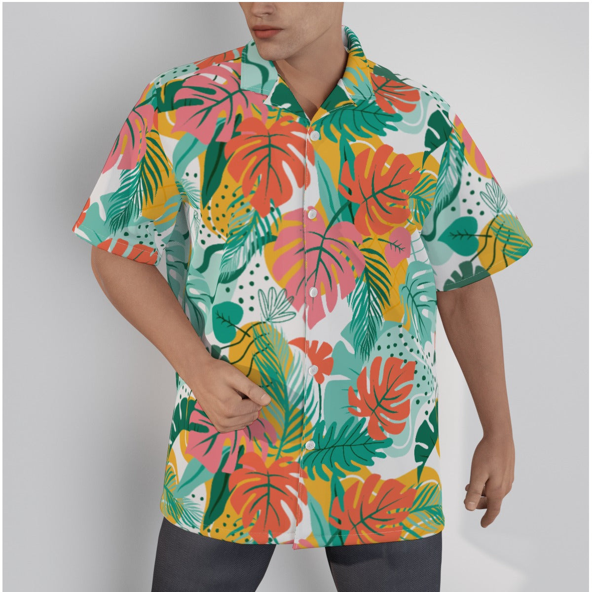 "Island Leaves Kaleidoscope" Hawaiian Shirt - Cotton