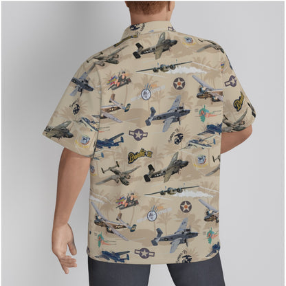 "B-25 Mitchell Tribute" Hawaiian Shirt Cotton - Cream