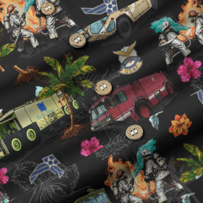 Air Force Firefighters Fundraiser Hawaiian Shirt by Island Vibes For Life - Black