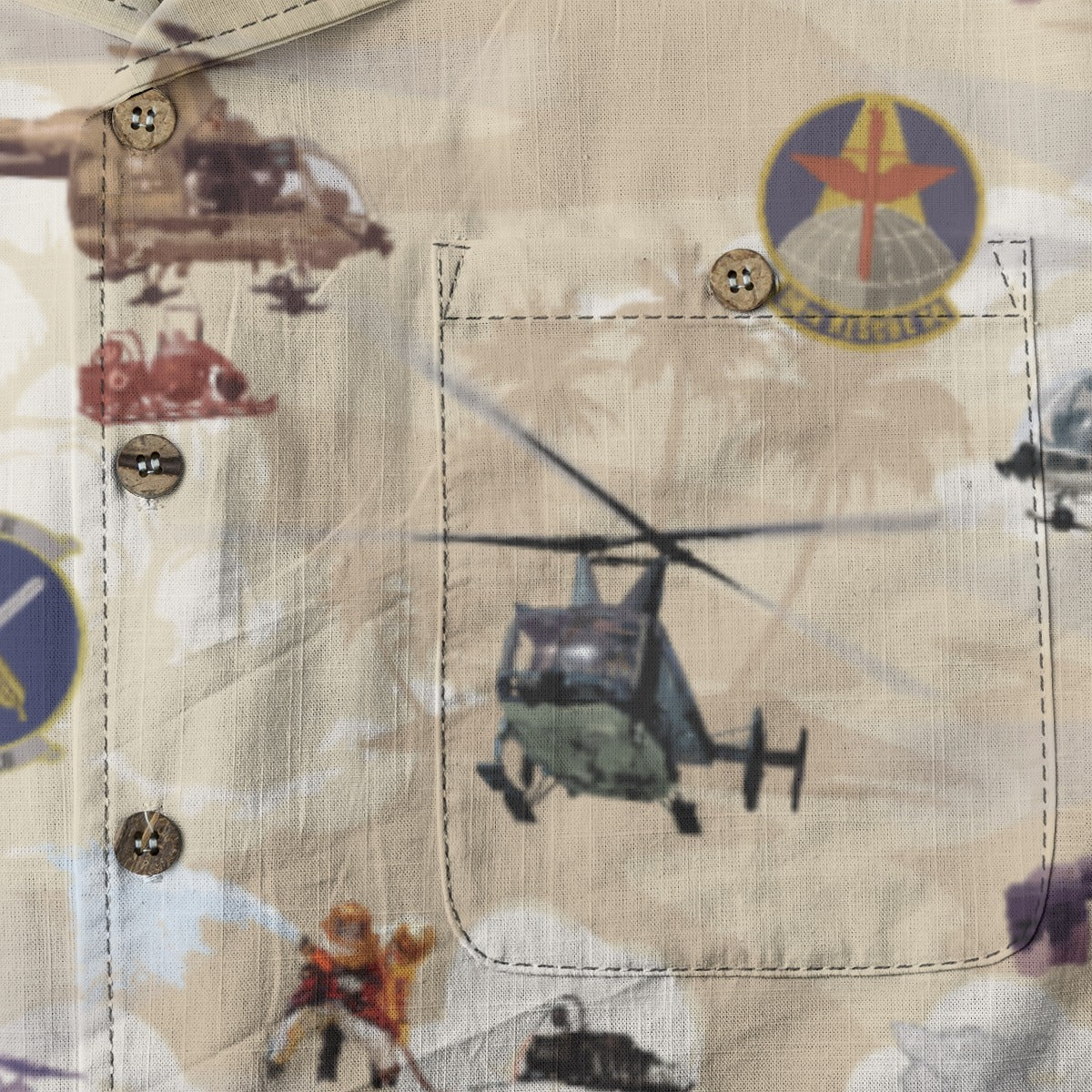 HH-43 "Huskie" Hawaiian Shirt – Cotton Edition | PEDRO-Inspired Vintage Aviation Vibes - Begie