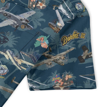 "B-25 Mitchell Tribute" Hawaiian Shirt 100%  Cotton - Blue