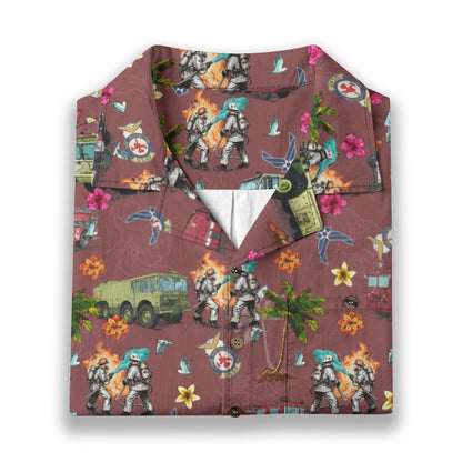 Air Force Firefighters Fundraiser Hawaiian Shirt by Island Vibes For Life - Red