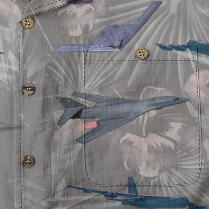 "USAF Bombers" Tribute Hawaiian Shirt, Gray 100% Cotton!