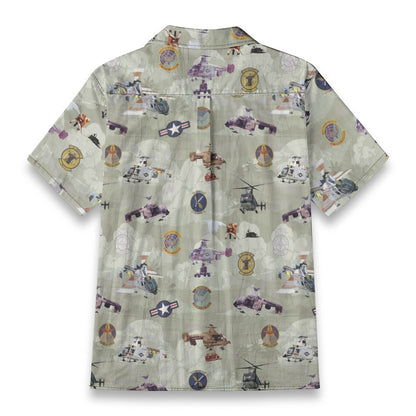 HH-43 "Huskie" Hawaiian Shirt – Cotton Edition | PEDRO-Inspired Vintage Aviation Vibes - OD Green