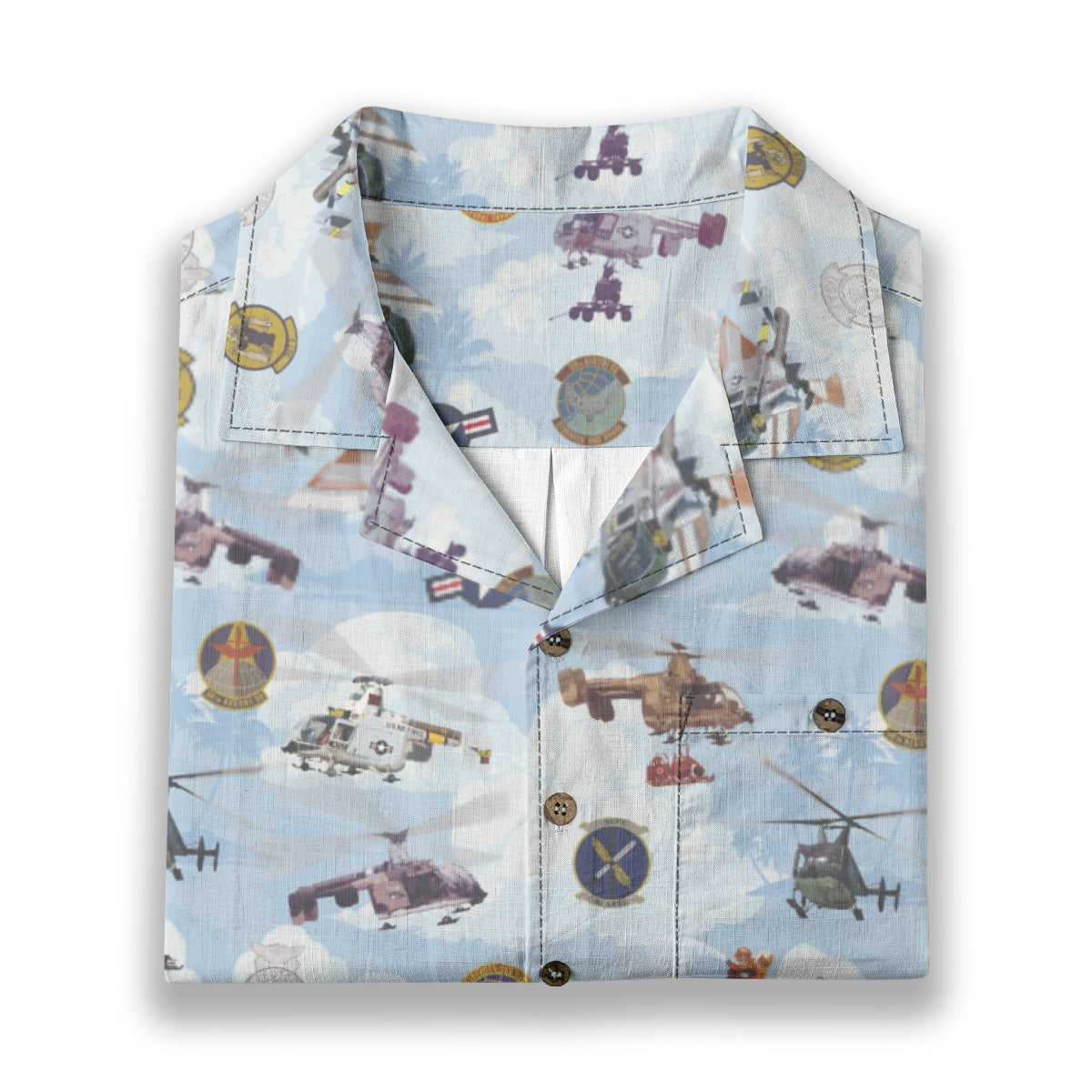 HH-43 "Huskie" Hawaiian Shirt – Cotton Edition | PEDRO-Inspired Vintage Aviation Vibes - Blue