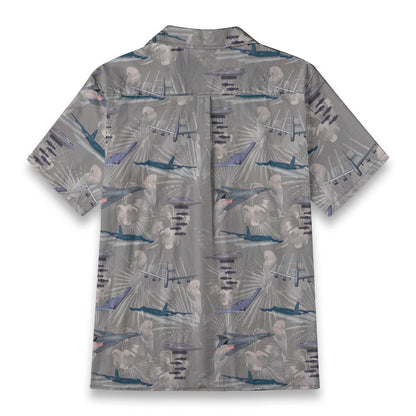 "USAF Bombers" Tribute Hawaiian Shirt, Gray 100% Cotton!