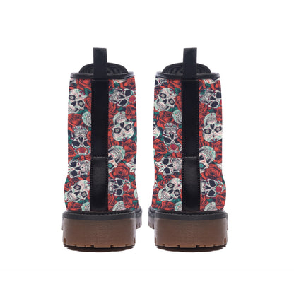 "Dia de Muertos in Roses" Women's Martin Short Boots