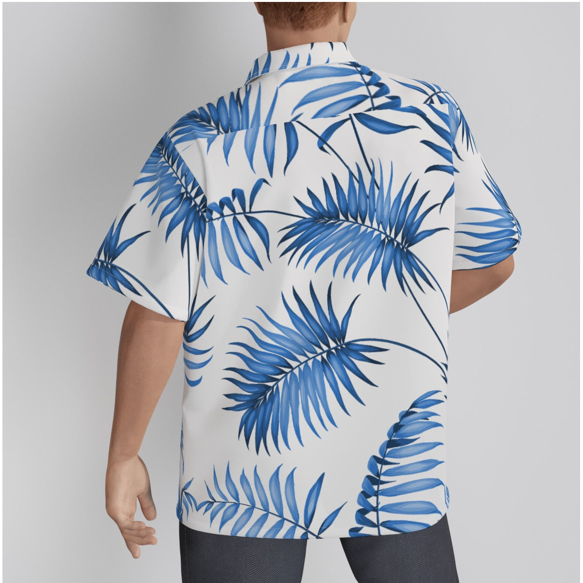 "Sapphire Palm Serenity" Hawaiian Shirt - Cotton