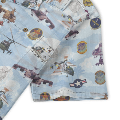 HH-43 "Huskie" Hawaiian Shirt – Cotton Edition | PEDRO-Inspired Vintage Aviation Vibes - Blue