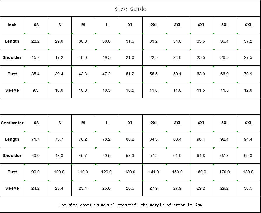 Size Guide for Hawaiian Shirts