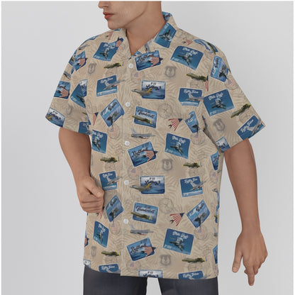 Hawaiian Shirt - Tribute to Current Fighter Jets of the US Air Force - Beige