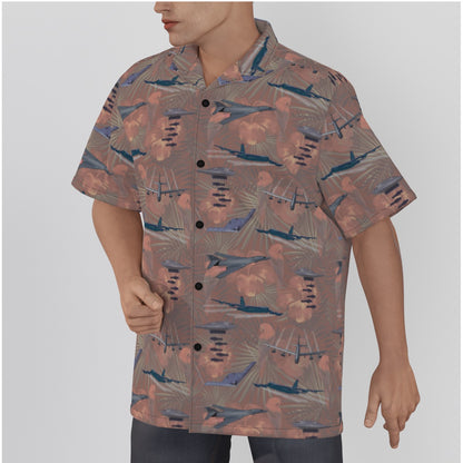 "USAF Bombers" Tribute Hawaiian Shirt, Beige in Cotton!