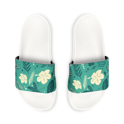 "Tropical Whispers: Teal Tapestry" Men's Beach Sandals