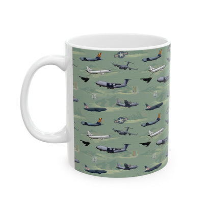 Airplane Green Ceramic Mug, (11oz, 15oz)