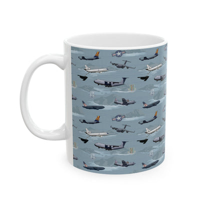 Airplane Blue Ceramic Mug, (11oz, 15oz)