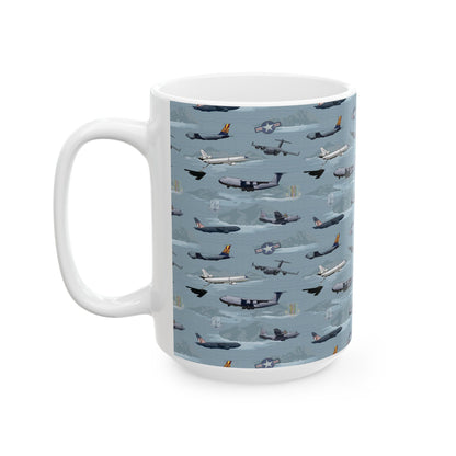 Airplane Blue Ceramic Mug, (11oz, 15oz)