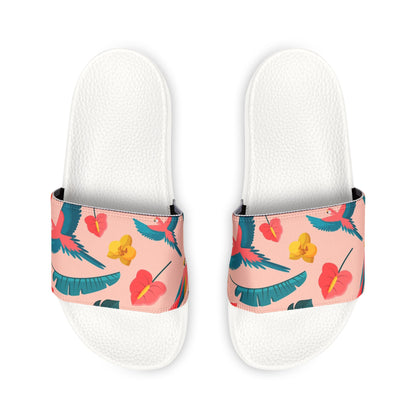 "Colorful Plumage: Pink Paradise" Men's Beach Sandals