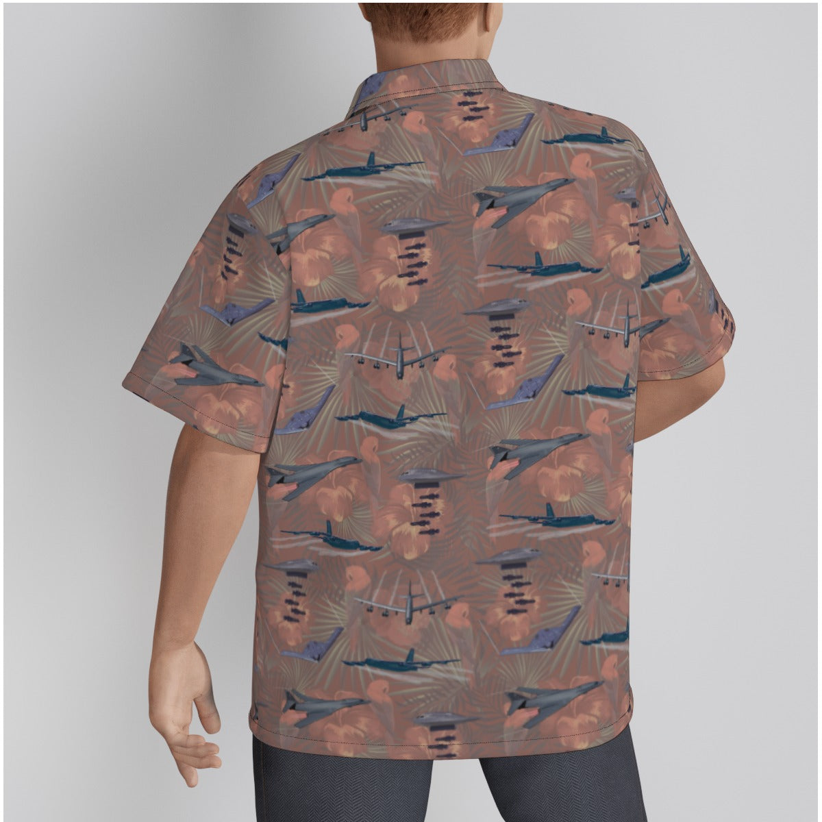 "USAF Bombers" Tribute Hawaiian Shirt, Beige in Cotton!