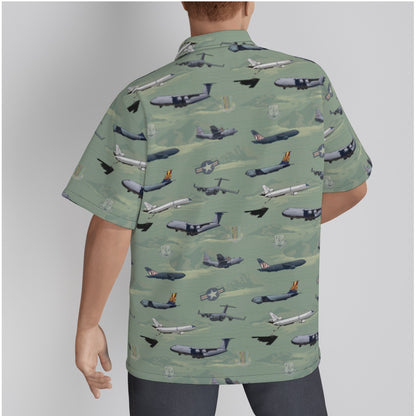 "Air Mobility Command " Tribute Hawaiian Shirt, Green in Cotton!