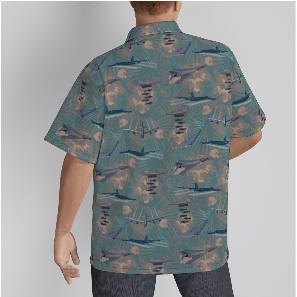 "USAF Bombers" Tribute Hawaiian Shirt, Green in Cotton!