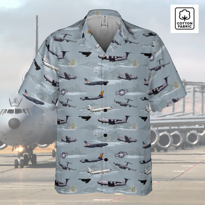 "Air Mobility Command " Tribute Hawaiian Shirt, Blue in Cotton!