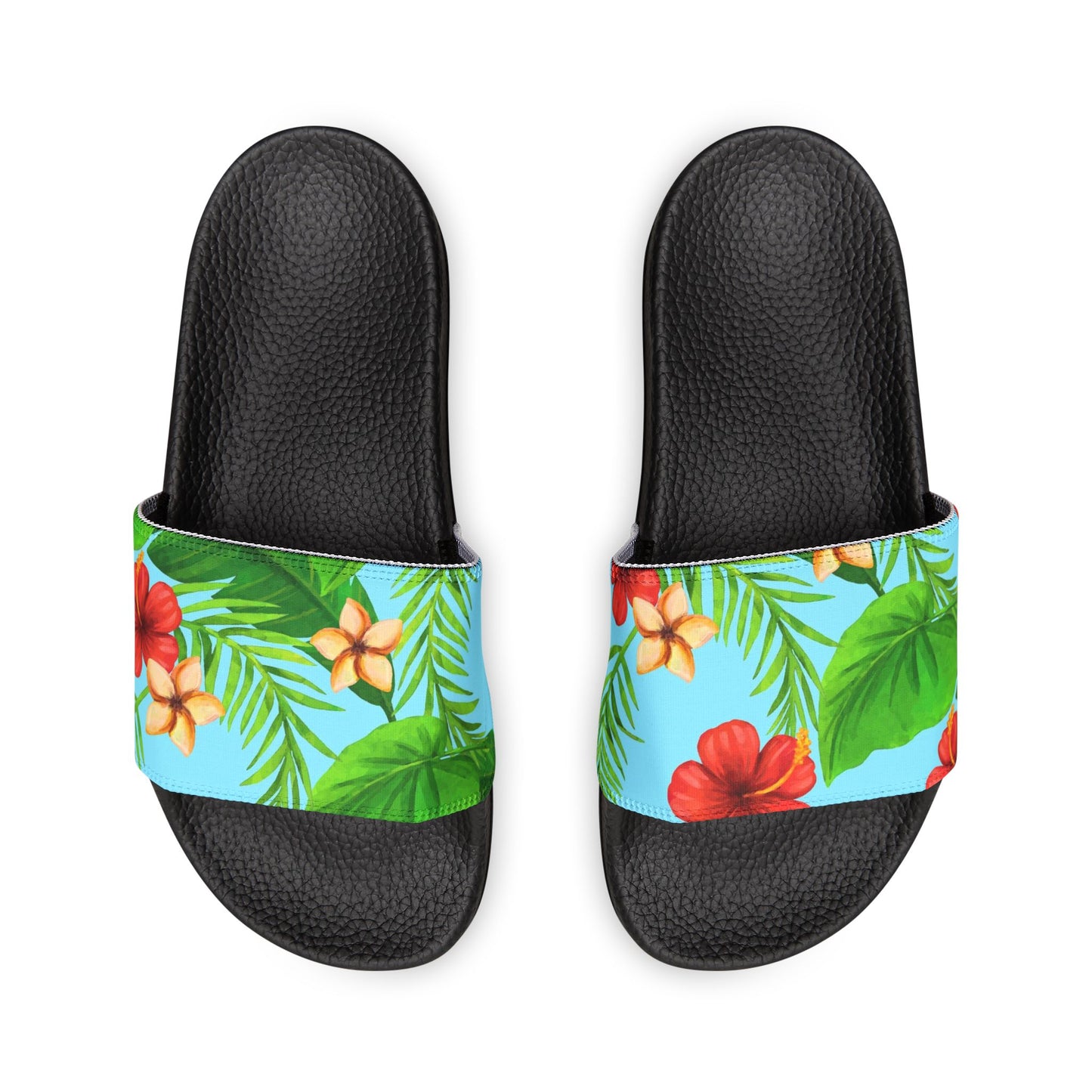 "Tropical Dreamscapes: Skybound Hibiscus" Men's Beach Sandals