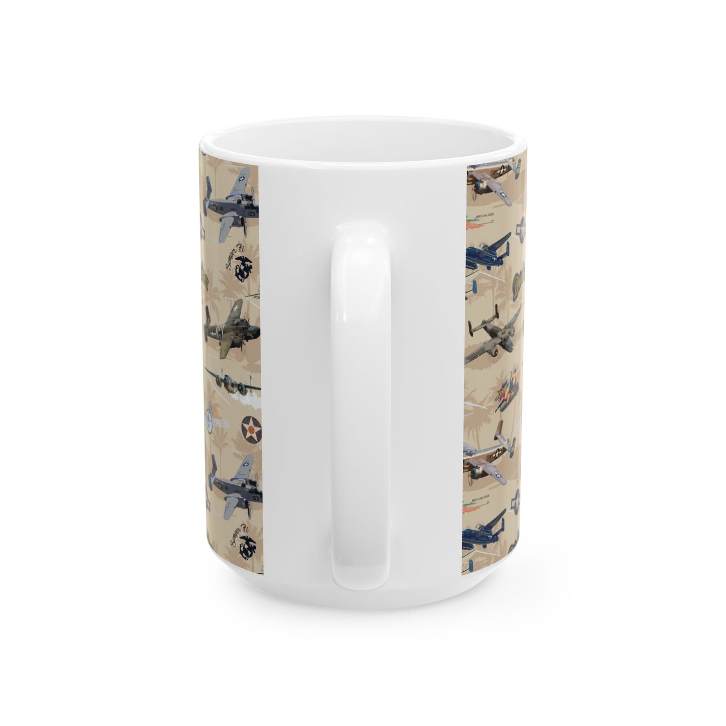 B 25 Cream Ceramic Mug, (11oz, 15oz)