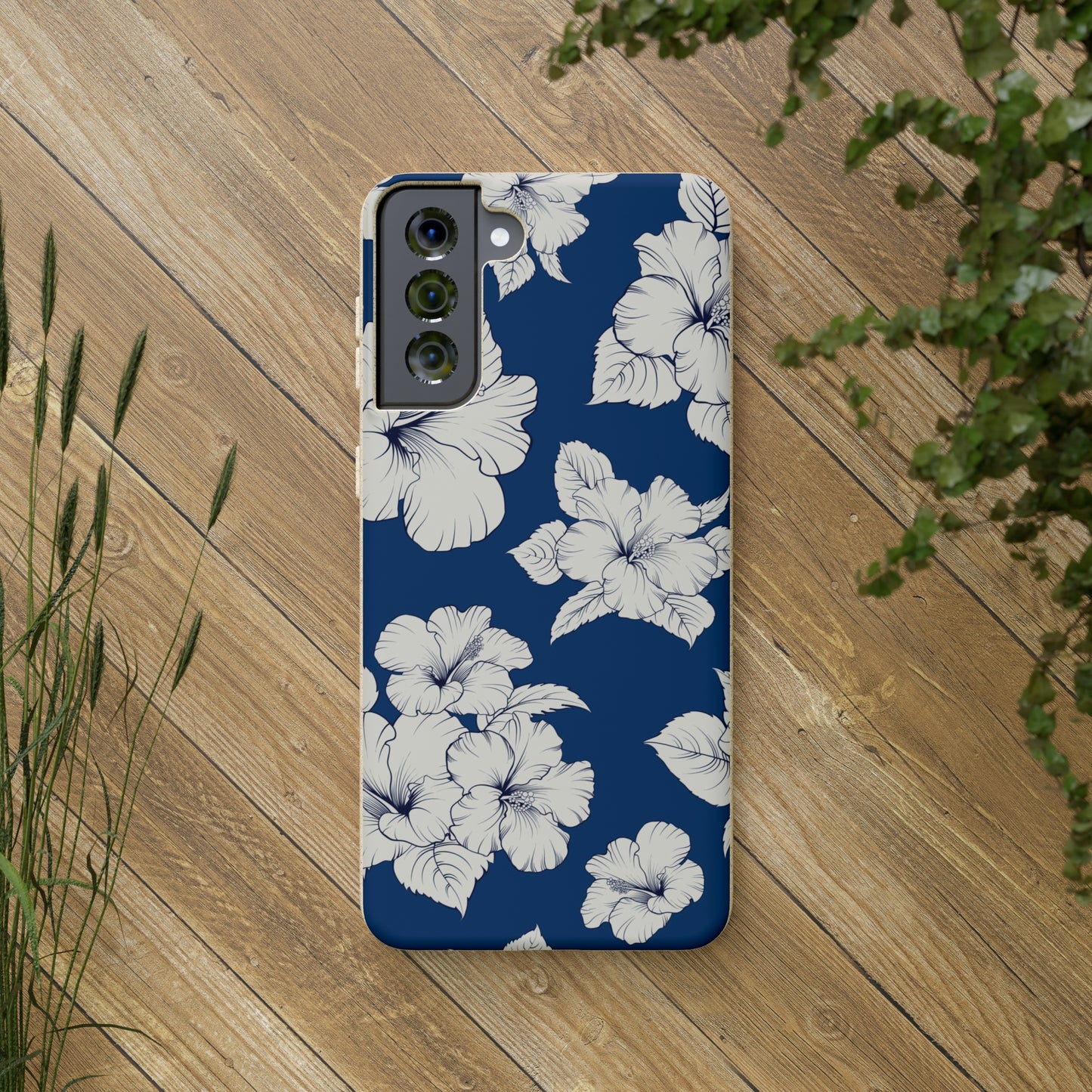 "Classic White Hibiscus"  Eco Biodegradable Phone Cases - iPhone and Galaxy