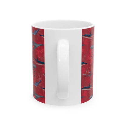 Bomber Red Ceramic Mug, (11oz, 15oz)