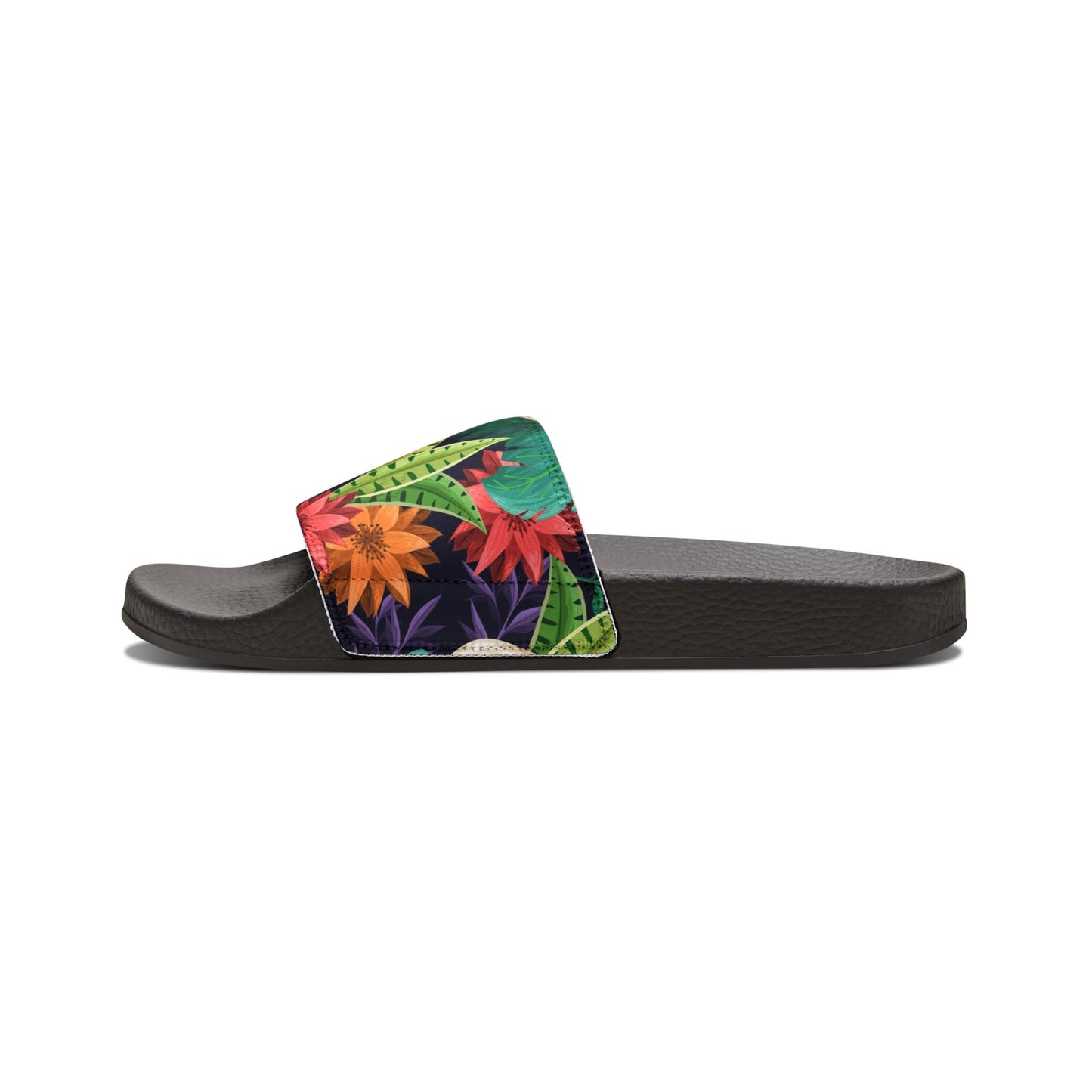 "Nocturnal Blooms: Nighttime Botanical Beauty" Men's Beach Sandals