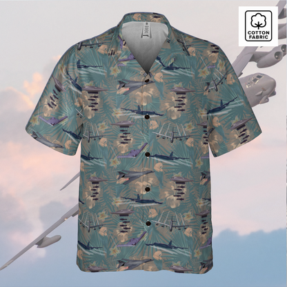 "USAF Bombers" Tribute Hawaiian Shirt, Green in Cotton!