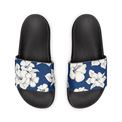 "Classic White Hibiscus" Men's Beach Sandals