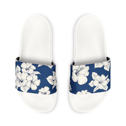 "Classic White Hibiscus" Men's Beach Sandals