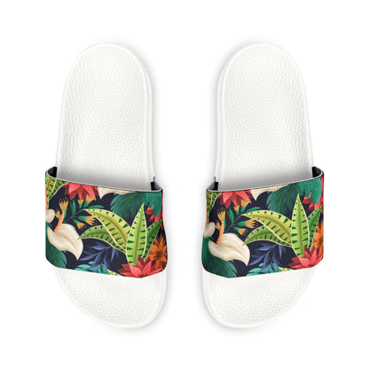 "Nocturnal Blooms: Nighttime Botanical Beauty" Men's Beach Sandals