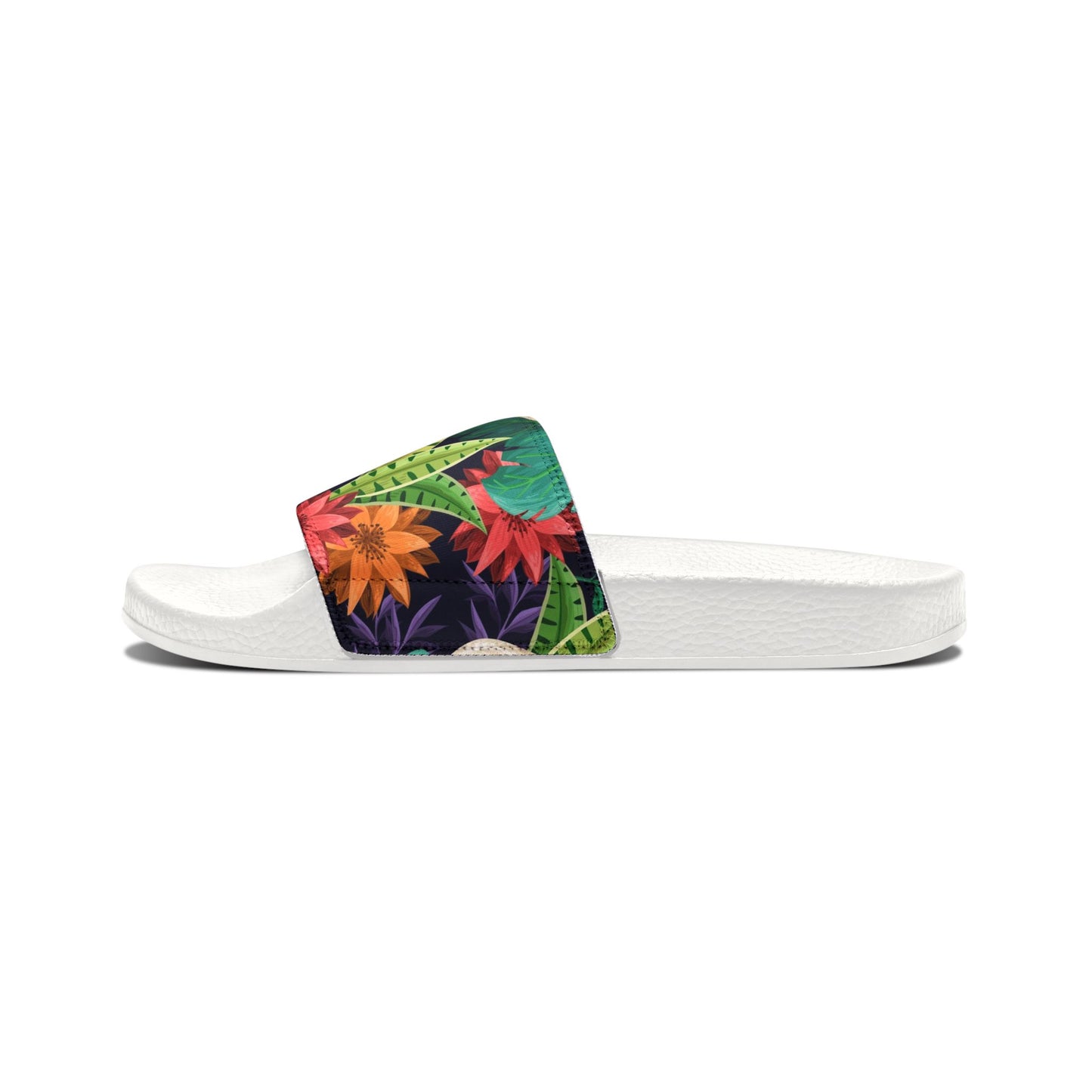 "Nocturnal Blooms: Nighttime Botanical Beauty" Men's Beach Sandals