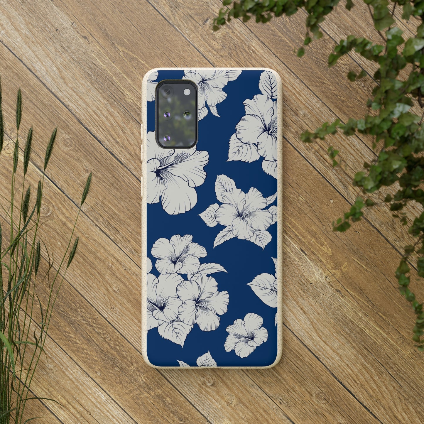 "Classic White Hibiscus"  Eco Biodegradable Phone Cases - iPhone and Galaxy