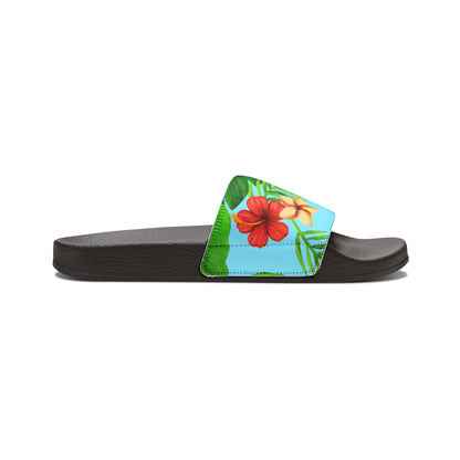 "Tropical Dreamscapes: Skybound Hibiscus" Men's Beach Sandals