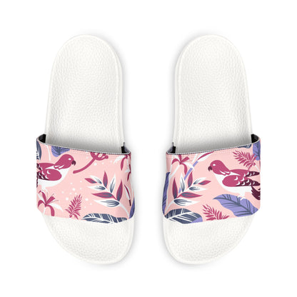 "Tropical Avian Whispers: Pink Paradise" Women's Beach Sandals